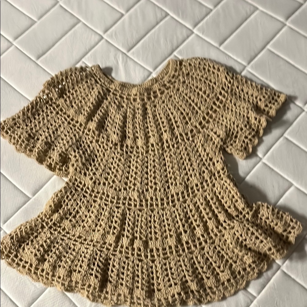 Crochet Tan Short Sleeve Top